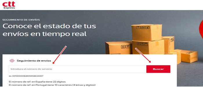 Tracking-Seite von CTT EXPRESS