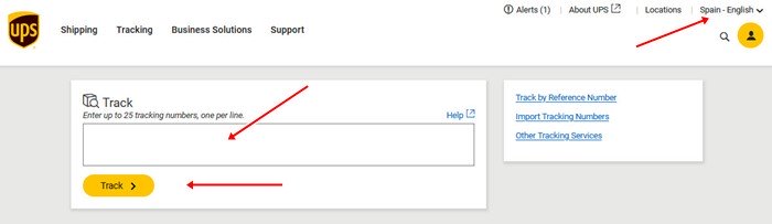 Tracking-Seite von UPS