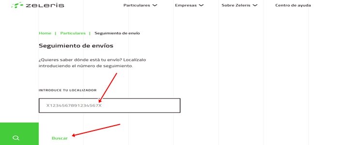 Tracking-Seite von Zeleris
